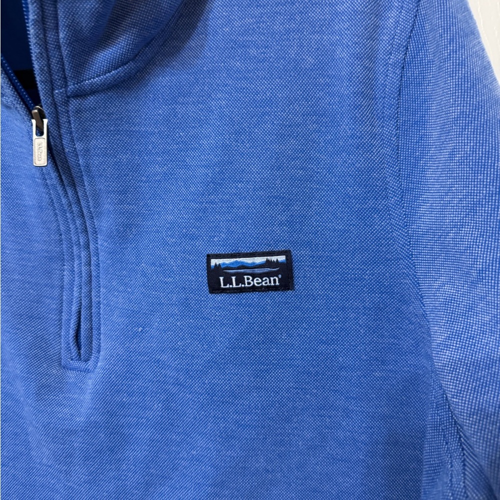 LL Bean Men's Comfort Stretch Pique Quarter Zip Pullover, Long-Sleeve med tall - Picture 3 of 5